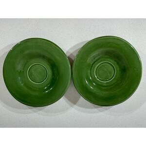 Pottery Barn‎ Sausalito Moss Green Saucers Set of 2 Hand-painted Mexico